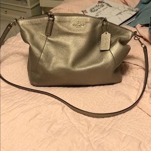 Coach metallic silver crossbody